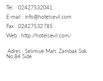 Sevil Hotel Side iletiim bilgileri